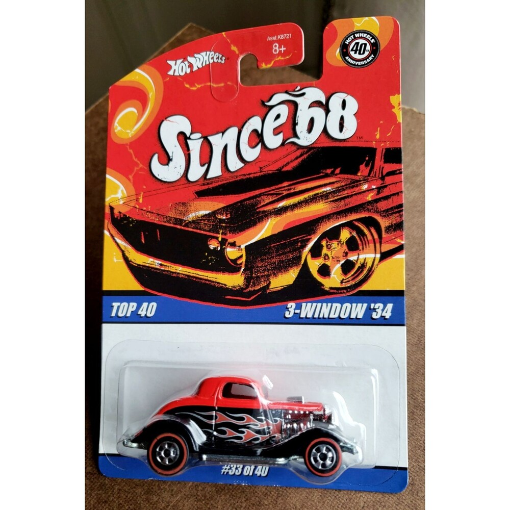 2008 Hot Wheels  3-WINDOW '34 RED Since '68 Top 40  #33/40 Redline Chrome BW 5SP